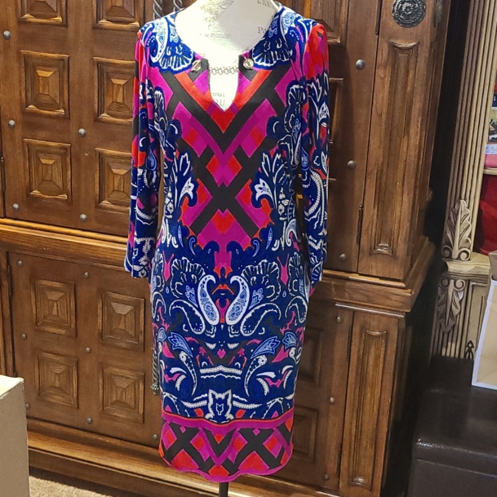 MSK-Multicolor Abstract Design Dress